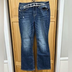 Miss Me Blue Boot Cut Jeans with Vintage Wash